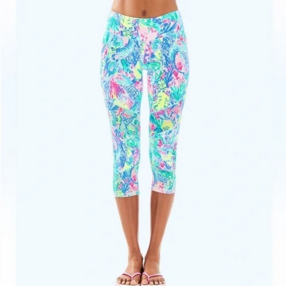 Lilly Pulitzer The Weekender Crop Mermaid Cove Legging Blue Pink Green Sz S